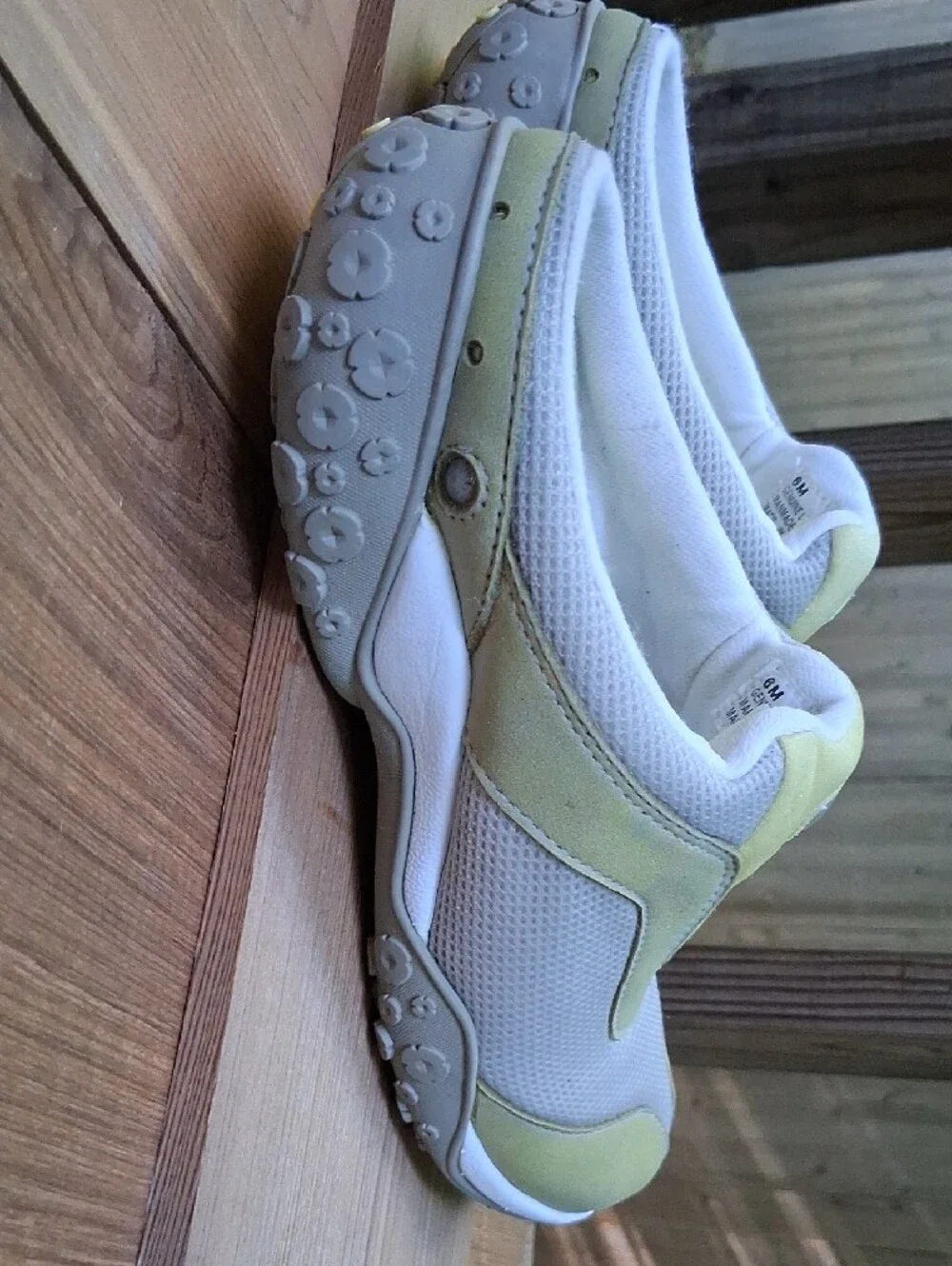 Timberland Light Green and White Slip-On Shoe,sz.6m